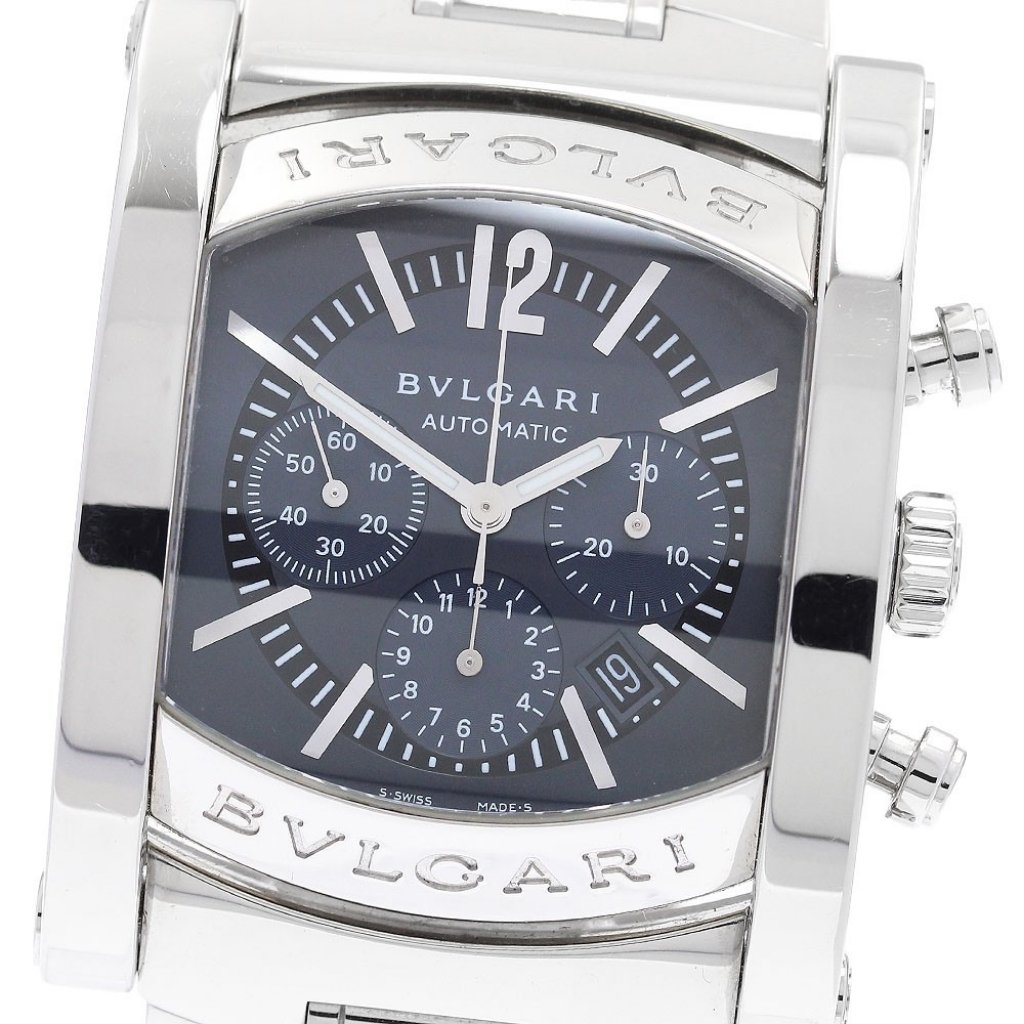 Bvlgari Assioma Aa44sch Chronograph Date Navy Dial Automatic Mens Watch902012